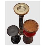 DR - Three Ornate Candle Holders - Red Glass Orb, Mirrored Hex Column and Black Spiral