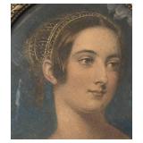 FB - Vintage French Miniature Portrait Print in Ornate Metal Frame