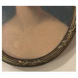 FB - Vintage French Miniature Portrait Print in Ornate Metal Frame