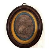 DR - Antique Oval Framed Relief Plaque