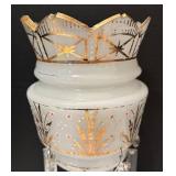 DR - Antique Opaque Mantle Lustre with Gold Floral Trim & Crystals