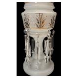 DR - Antique Opaque Mantle Lustre with Gold Floral Trim & Crystals