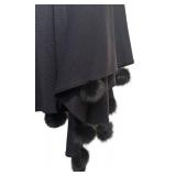 CC - Fabri Ozel Shawl - One Size Fits All, Knit Wrap with Fur Pom-Pom Trim