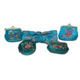 DR - Embroidered Silk Pouches in Hues of Blues