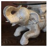 FR - Elephant Motif Accent Table with Glass Top
