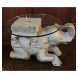 FR - Elephant Motif Accent Table with Glass Top