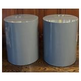 FR - Pair of Contemporary Gray Round Side Tables