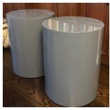 FR - Pair of Contemporary Gray Round Side Tables