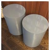 FR - Pair of Contemporary Gray Round Side Tables