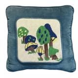 FR - Vintage Needlepoint Mushroom Accent Pillow