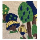 FR - Vintage Needlepoint Mushroom Accent Pillow