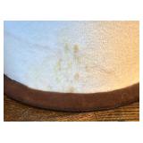 FR - Round Ottoman - Brown Fabric with White Band