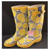 DR - New Serra Ladies Rain Boots - Lemon Print, Size 8