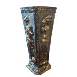 DR - Vintage Art Nouveau Style Brass Umbrella Stand with Classical Relief Panels