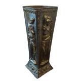 DR - Vintage Art Nouveau Style Brass Umbrella Stand with Classical Relief Panels