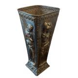 DR - Vintage Art Nouveau Style Brass Umbrella Stand with Classical Relief Panels