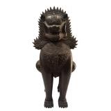 DR - Vintage Bronze Thai Temple Guardian Fu Dog Sculpture