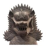 DR - Vintage Bronze Thai Temple Guardian Fu Dog Sculpture