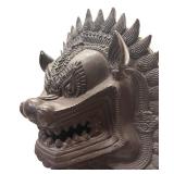 DR - Vintage Bronze Thai Temple Guardian Fu Dog Sculpture