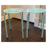 DR - Pair of Turquoise Metal Plant Stands