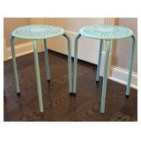 DR - Pair of Turquoise Metal Plant Stands
