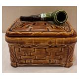 DR - Vintage Cigar Box with Carved Basket-Weave Pattern - Made in Italy
