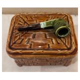 DR - Vintage Cigar Box with Carved Basket-Weave Pattern - Made in Italy
