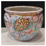 DR - Asian Style Ceramic Planter Pot - Floral Enamel Pattern