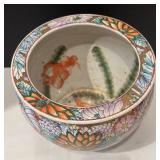 DR - Asian Style Ceramic Planter Pot - Floral Enamel Pattern