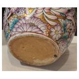 DR - Asian Style Ceramic Planter Pot - Floral Enamel Pattern