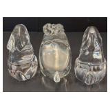 C4 - Three Baccarat Crystal Bunny Figurines