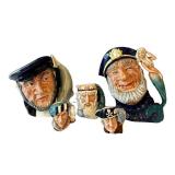 C11 - Five Vintage Character / Toby Jugs including Royal Doulton Character Jug Capt Ahab