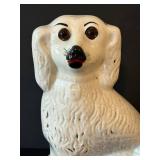C1 - Vintage Staffordshire Ceramic Dog Figurine - 12 Inch Tall, White Glaze