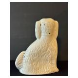 C1 - Vintage Staffordshire Ceramic Dog Figurine - 12 Inch Tall, White Glaze