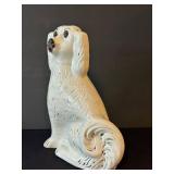 C1 - Vintage Staffordshire Ceramic Dog Figurine - 12 Inch Tall, White Glaze