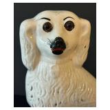 C1 - Vintage Staffordshire Ceramic Dog Figurine - 12 Inch Tall, White Glaze