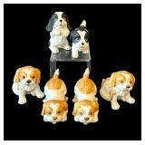 C1 - Six Ceramic Beagle Dog Figurines - Tallest 3 in