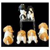 C1 - Six Ceramic Beagle Dog Figurines - Tallest 3 in
