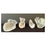 Frosted Glass Animal Figurines - Bunny, Cat, Chick, Snail (Lot of 4)