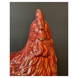 DR - Decorative Rooster Figurine - Ceramic, 11-Inch, Glossy Red