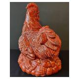 DR - Decorative Rooster Figurine - Ceramic, 11-Inch, Glossy Red