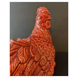 DR - Decorative Rooster Figurine - Ceramic, 11-Inch, Glossy Red