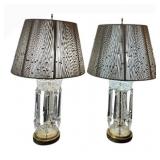LR - Crystal Glass Table Lamps - Pair