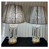 LR - Crystal Glass Table Lamps - Pair