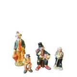 C3 - Flambro Miniature Collection Clown Figurines (Lot of 4) - 8 in Tall
