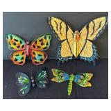 DR - Metal Butterflies & Dragonfly Wall Art (Lot of 4)