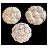 C3 - Set of Three Vintage Porcelain Oyster Plates