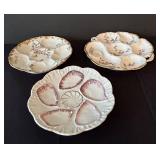 C3 - Set of Three Vintage Porcelain Oyster Plates