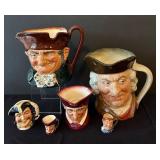 C3 - Royal Doulton Toby Jugs - Set of 5 Hand-Painted Character Mugs includes Royal Dolton Old Charley Character Jug