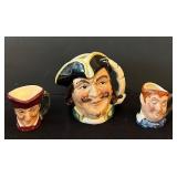 C3 - Royal Doulton Toby Jugs - Set of 5 Hand-Painted Character Mugs includes Royal Dolton Old Charley Character Jug